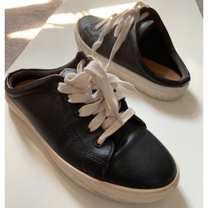 Black Leather Slip-On Sneakers